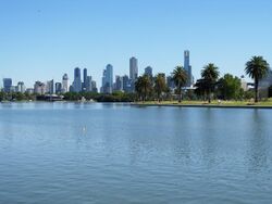 Albert Park Lake and Melbourne.jpg