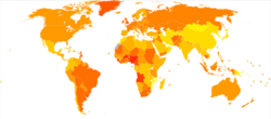 Breast cancer world map - Death - WHO2004.svg