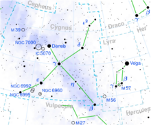 Map of the constellation Cygnus
