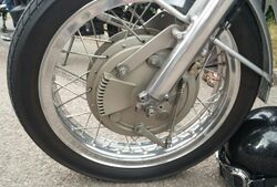 Grimeca ventilated drum brake on a Honda RCB endurance race bike