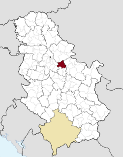 Location of the city of Smederevo within Serbia