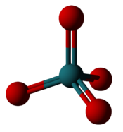 A molecule diagram, with a blue sphere being connected with two sticks to 4 red ones to form a tetrahedron