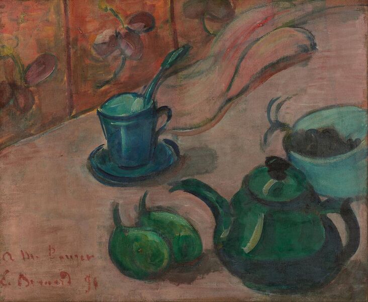 File:Émile Bernard - Still life with teapot, cup and fruit - Google Art Project.jpg