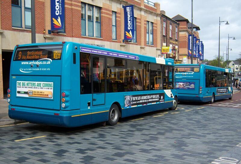 File:Arriva buses 2850 and 2840 Optare Solos YJ58 CBU and YJ08 XBW in Darlington 5 May 2009.JPG