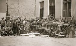 Students with wooden model airplanes in Sonta 1936.jpg
