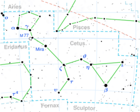 Luyten 726-8 is located in the constellation Cetus.