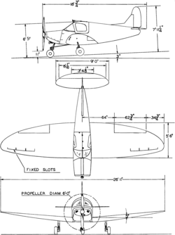 3-view line drawing of the Culver PQ-8A