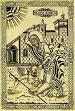 Marina of Antioch beating a demon with a hammer