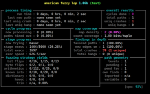American fuzzy lop's afl-fuzz running on a test program.png