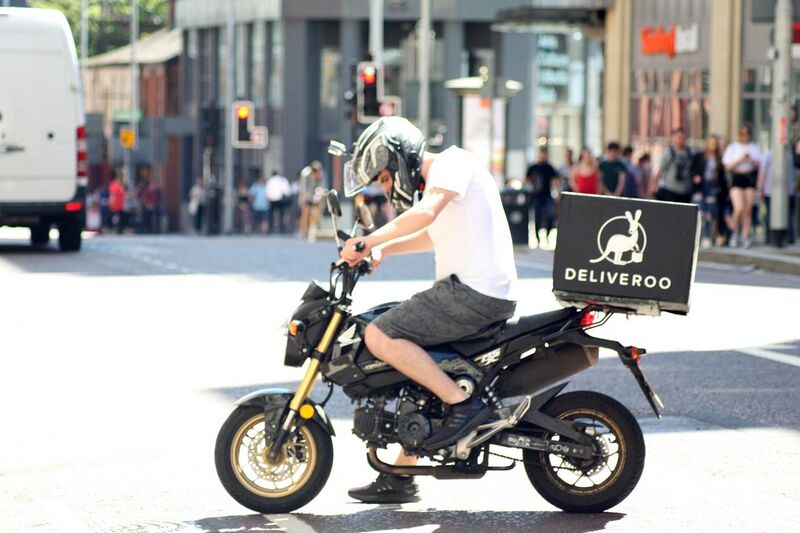 File:Deliveroo driver on a motorbike in Manchester.jpg
