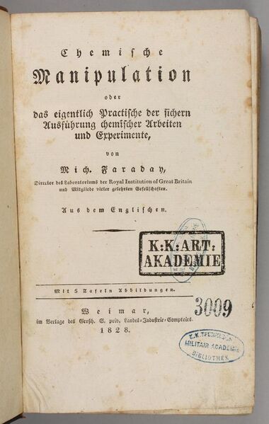 File:Michael Faraday 1828 Chemische Manipulation.jpg