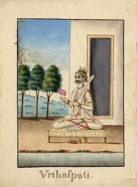 File:Watercolour painting on paper of Bṛhaspati, a Vedic deity holding a lotus flower.jpg
