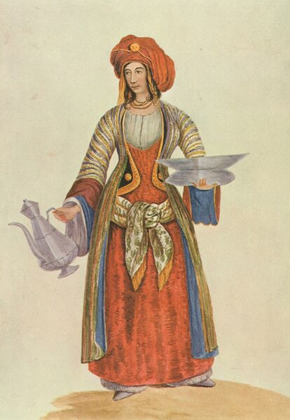 File:A Greek woman of Constantinople with washbowl and pitcher - Peytier Eugène - 1828-1836.jpg