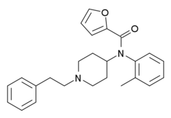 Orthomethylfuranylfentanyl structure.png