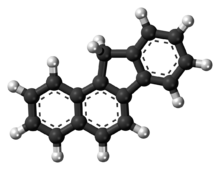 Ball-and-stick model of the benzo[a]fluorene molecule
