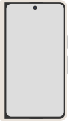 Diagram of the front of a Pixel Fold smartphone in white.