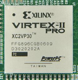 Ic-photo-Xilinx--XC2VP30-FFG896CGB0609--(Vertex-II Pro--PowerPC-CPU).JPG