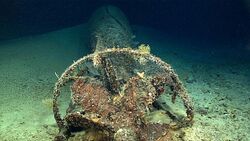 Underwater image of the Japanese mini sub involved in the attack on Pearl Harbor. It was first discovered by HURL sunk off the south shore of Oʻahu.