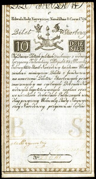 File:POL-A2a-Bilet Skarbowy-10 Zlotych (1794 First Issue).jpg