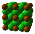 Space-filling model of 2x2x2 unit cells (8 cells in total)