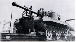 T30E1 Heavy Tank on Train 1948.jpg