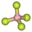 The tetrafluoroborate anion (ball-and-stick model)
