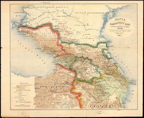 Map of countries in the Caucasus including Kazakh sultanate in 1801