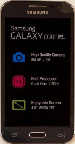 Samsung Galaxy Core Prime LTE charcoal gray - front.jpg