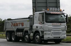 Hart's Haulage 2008 DAF CF tipper truck, 25 January 2010.jpg