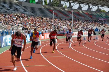 The staggered start of a 200m race