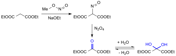 Synthese von Diethyl oxomalonate über Isonitrosoester
