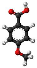 Ball-and-stick model of the p-anisic acid molecule