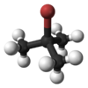 Ball and stick model of tert-butyl bromide