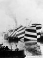 WW1 ship in dazzle camouflage