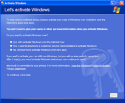 The Activation Wizard in Windows XP