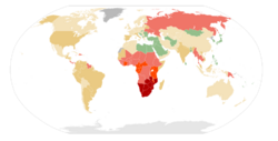 AIDS and HIV prevalence 2008.svg