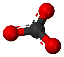 Ball-and-stick model of the carbonate anion