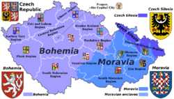 map showing Bohemia, Moravia and Silesia
