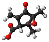 Ball-and-stick model of the methylenomycin A molecule
