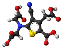 Ball-and-stick model of the ranelic acid molecule
