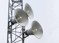 White noise - Horn loudspeakers at Brastad soccer arena.jpg
