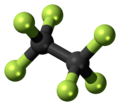 Ball-and-stick model of the hexafluoroethane molecule