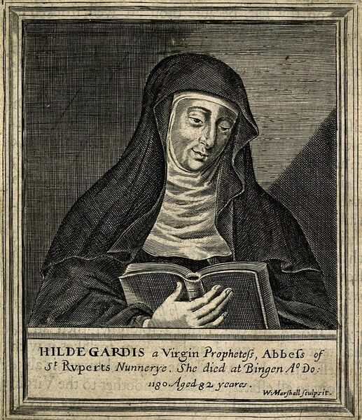 File:Hildegard von Bingen. Line engraving by W. Marshall. Wellcome V0002761.jpg