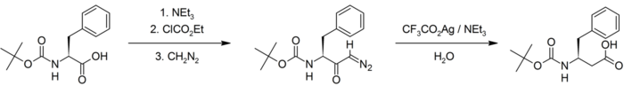 Homologation of N-boc-phenylalanine