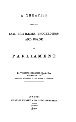 Erskine May - Parliamentary Practice 1844 titlepage.png