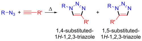 Thermal addition gives a mixture of 1,4 and 1,5 isomers