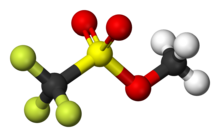 Ball-and-stick model of methyl triflate