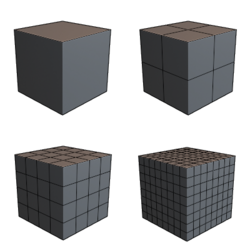 Cube simple subdivisions (0-3).png