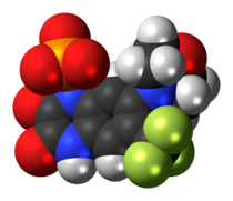 Space-filling model of fanapanel as an anion