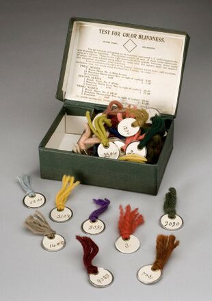 Holmgren's coloured wool test for colour blindness, Europe, Wellcome L0058974 (cropped).jpg